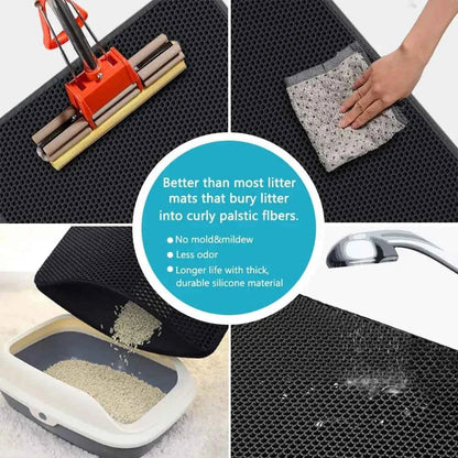 Cat litter mat mesh layer trapping scattered litter