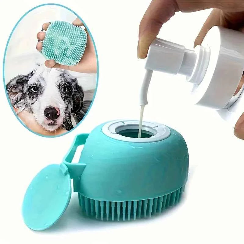 Silicone Pet Bath Brush with Shampoo Dispenser