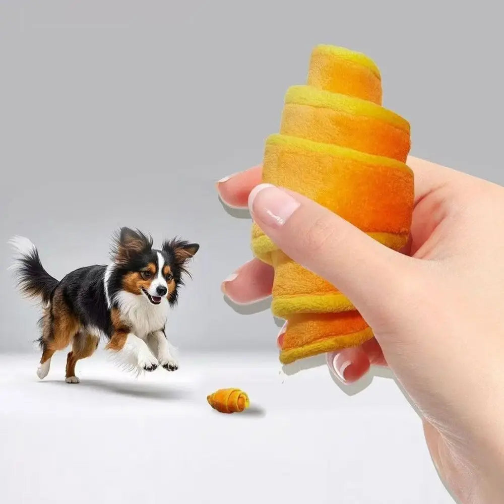 Jouet croissant moelleux à mâcher pour chien