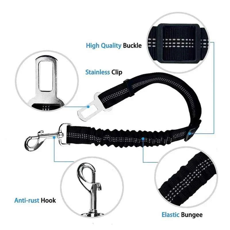 Reflective nylon dog car seat belt