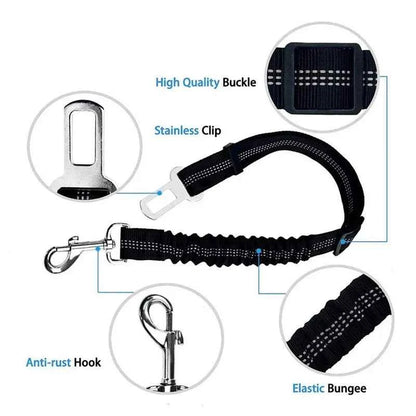 Reflective nylon dog car seat belt