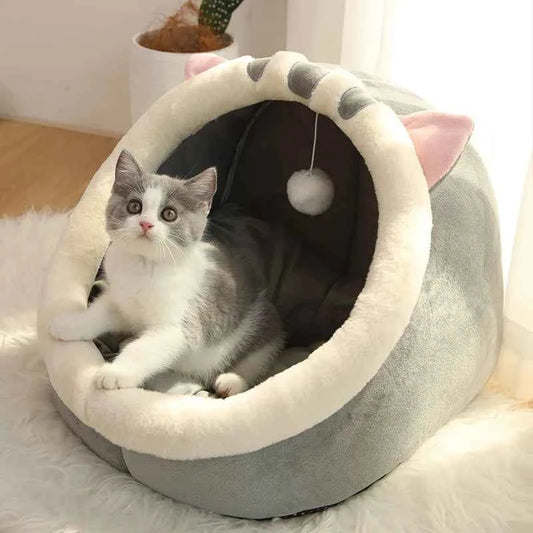Foldable Cat Cave Bed with Ears