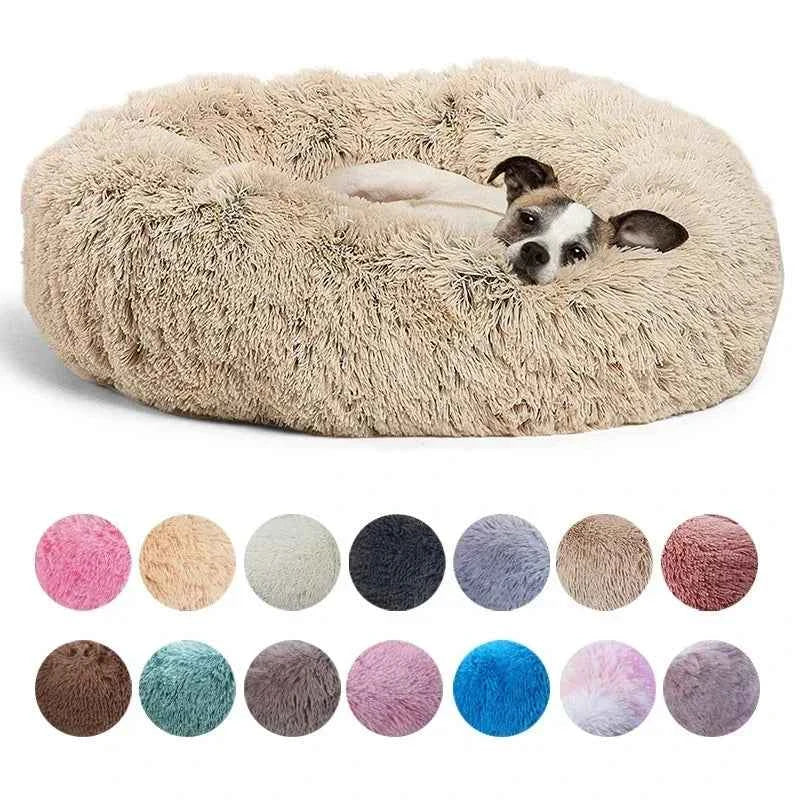 Round Plush Pet Bed – Non-Slip Base