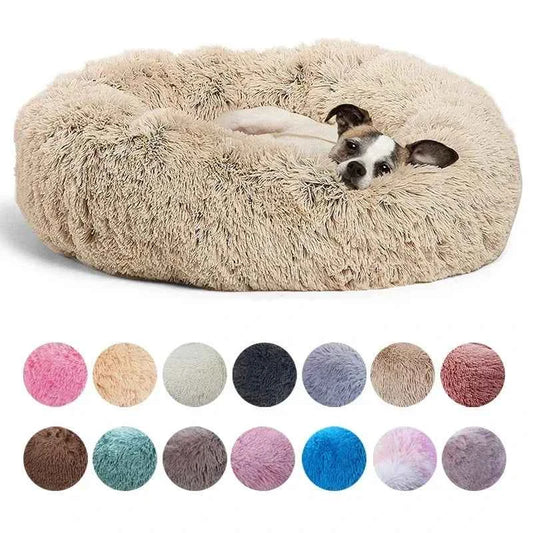 Round Plush Pet Bed – Non-Slip Base