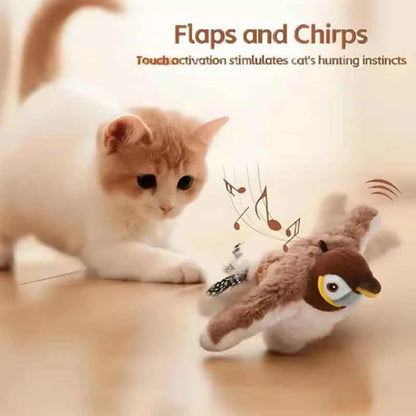 Interactive chirping bird cat toy