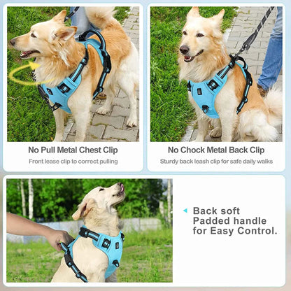 Breathable padded dog harness with handle for training