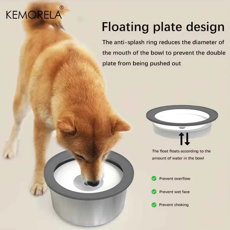 No-Spill Dog Water Bowl with Floating Disk