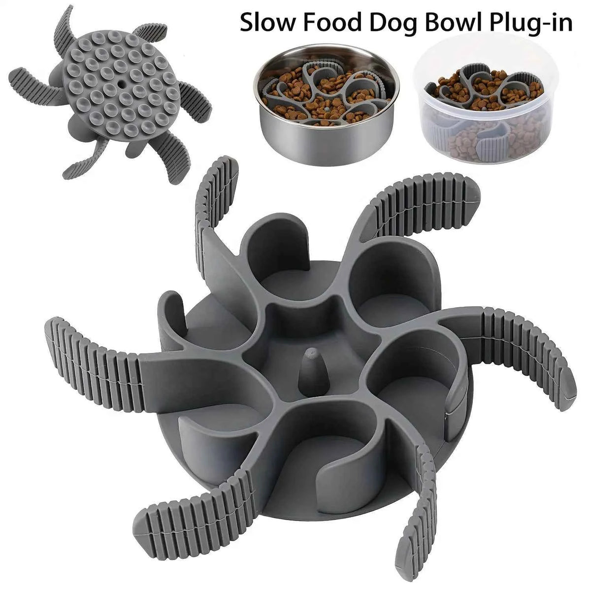 Slow Feeder Insert for Dog Bowls – Suction Cup