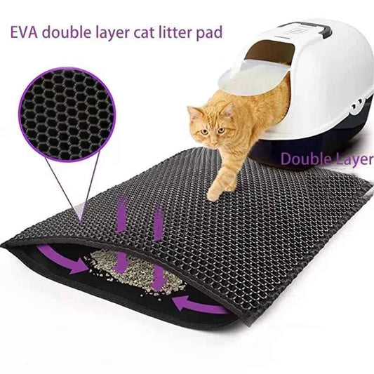 Double-layer cat litter trapping mat