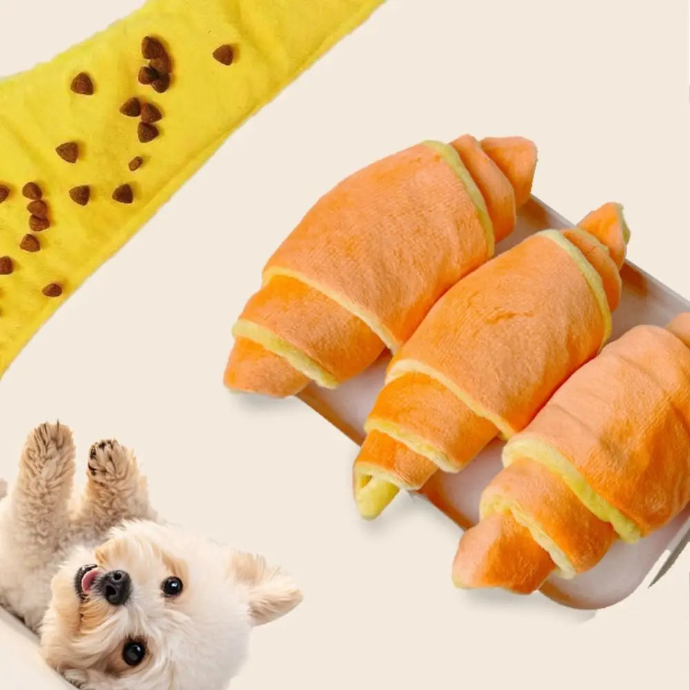 Jouet croissant moelleux à mâcher pour chien